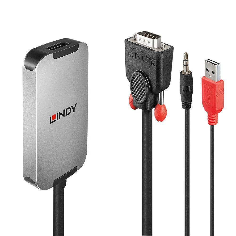 Adapteris - LINDY VGA į DisplayPort Konverteris, 1920x1080@60Hz, Juodas