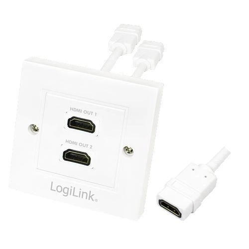 Logilink HDMI sieninė plokštė AH0015 2 x HDMI lizdas, HDMI sieninė plokštė, 1 X HDMI lizdas