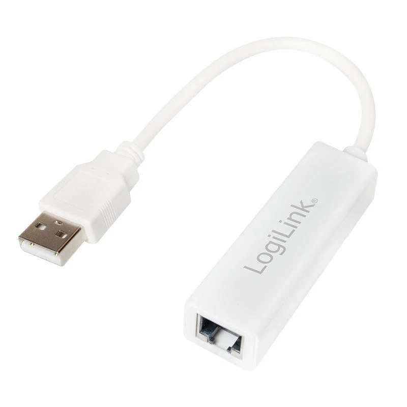 LogiLink Prisijungti | Greitasis Ethernet USB 2.0–RJ45 adapteris: | 0,115 m | Baltas | USB-A iki RJ45
