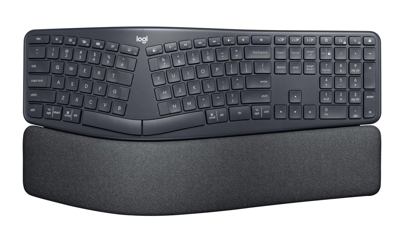 Logitech ERGO K860 SPLIT belaidė klaviatūra verslui, grafito spalvos, Suomių kalba (Qwerty)