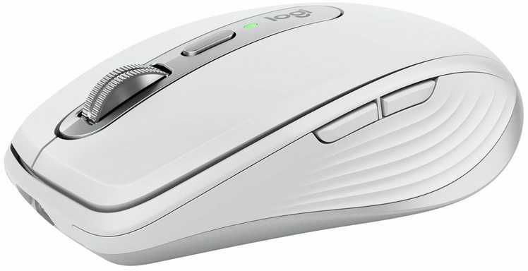 Belaidė pelė Logitech MX Anywhere 3S - RF belaidė + Bluetooth, lazerinis, 8000 DPI, Pale Pilkas (Baltas)