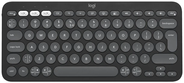 Belaidė klaviatūra Logitech PEBBLE KEYS 2 K380S, Grafito spalvos, Išdėstymas: US tarptautinis (Qwerty)