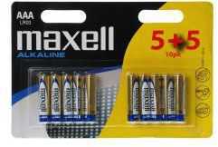 „Maxell“ vienkartinės šarminės AAA baterijos, 10 vnt. pakuotė