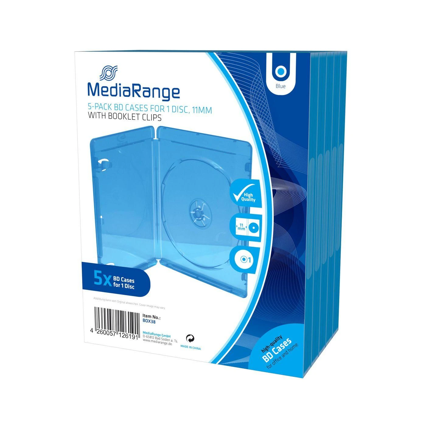 Dėklai diskams MediaRange Bluray 5pcs Si