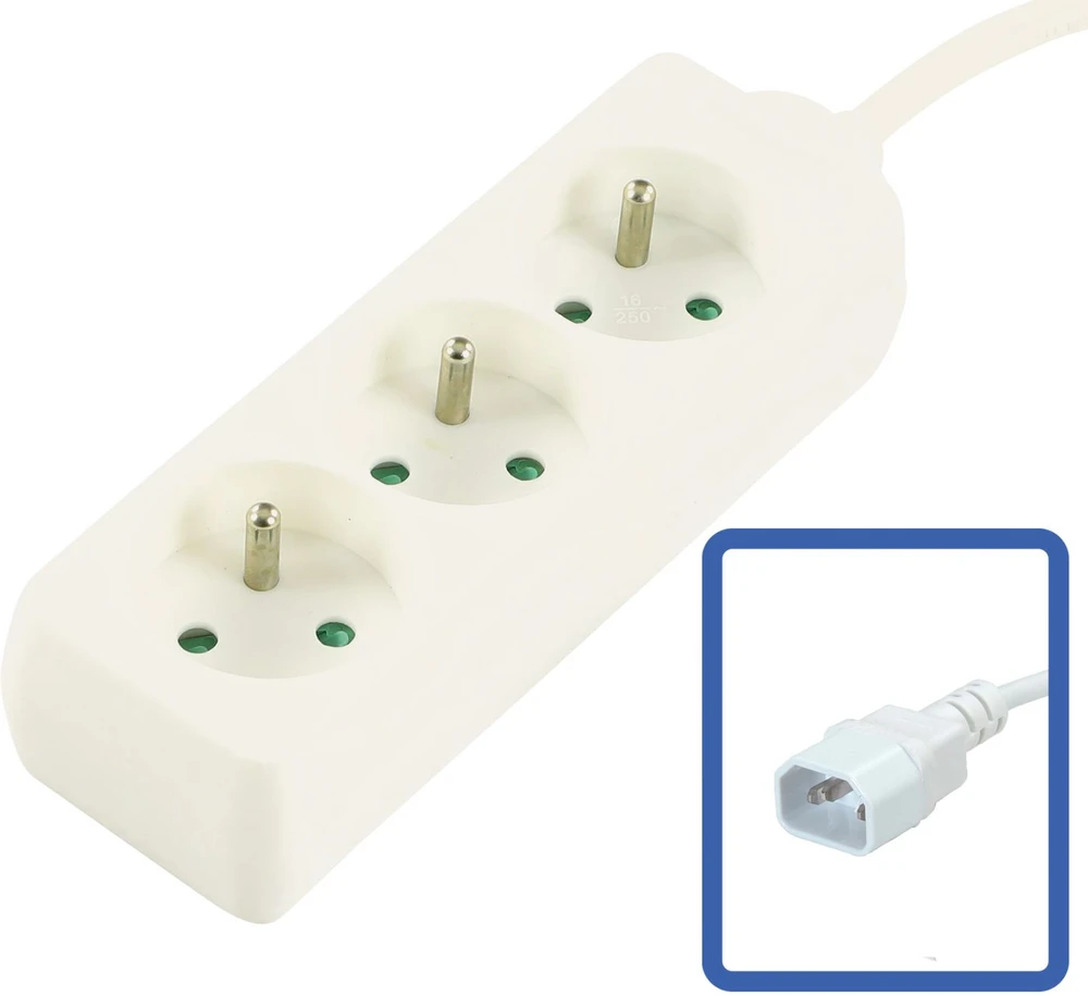 MicroConnect 3 lizdų maitinimo juosta, prancūziško tipo (MC-PS030150FRUPSW)