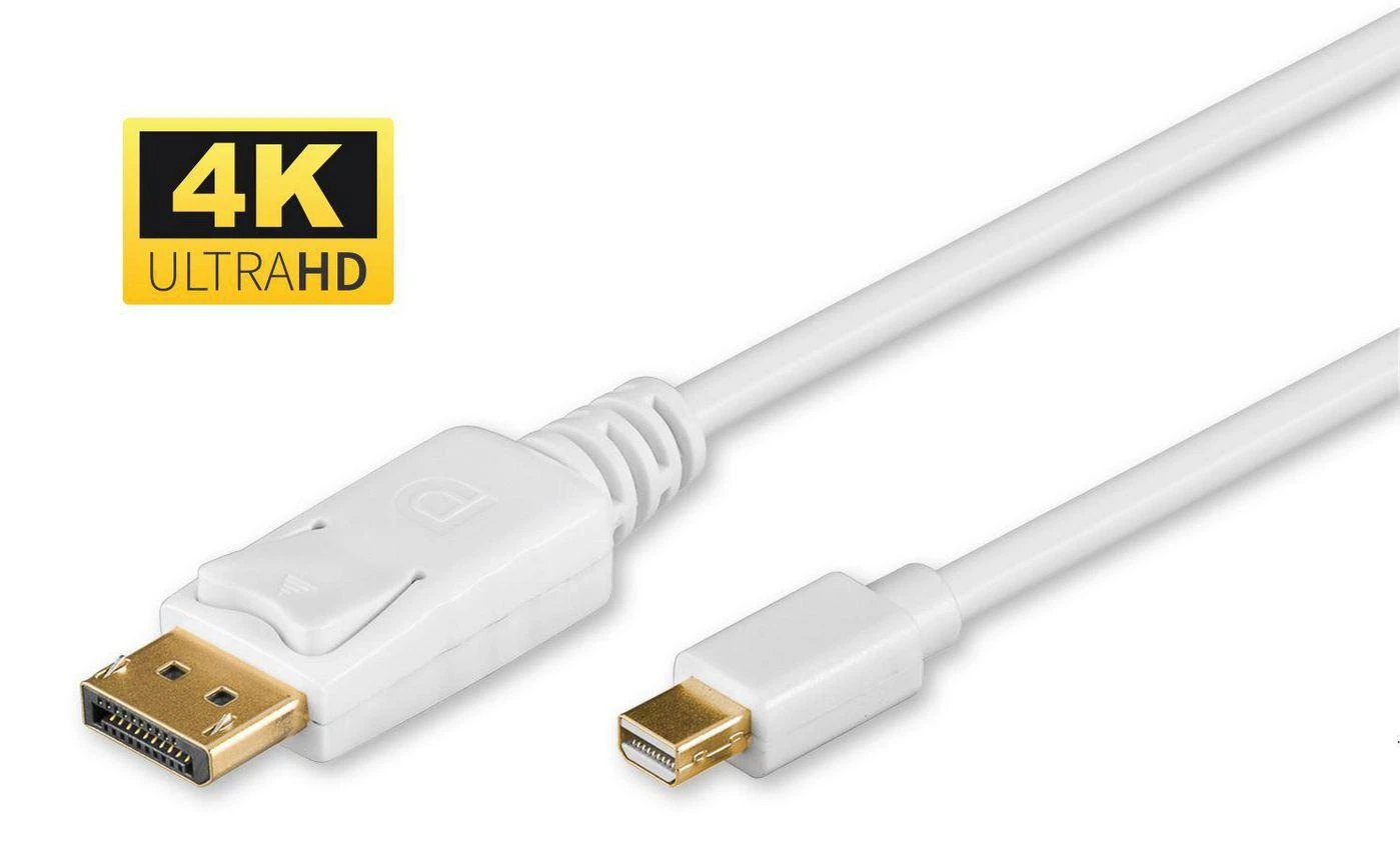 Baltas Mini DisplayPort į DisplayPort 4K laidas
