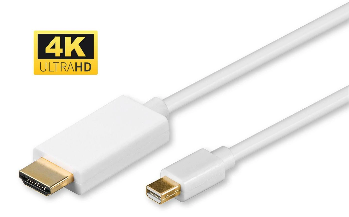 Baltas Mini DisplayPort - HDMI laidas su 4K jungtimis
