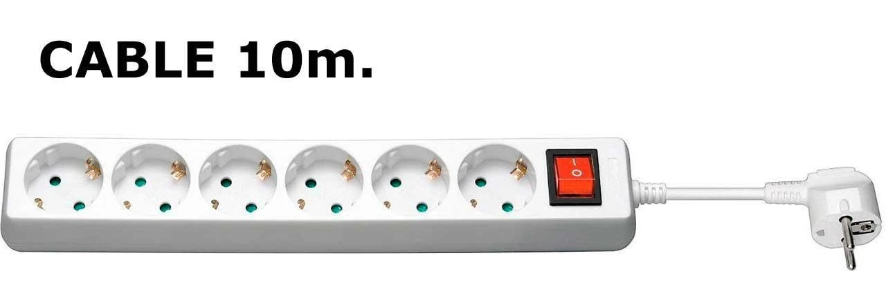 MicroConnect maitinimo juostelė 6 lizdai 10 m balta (GRU00610W)