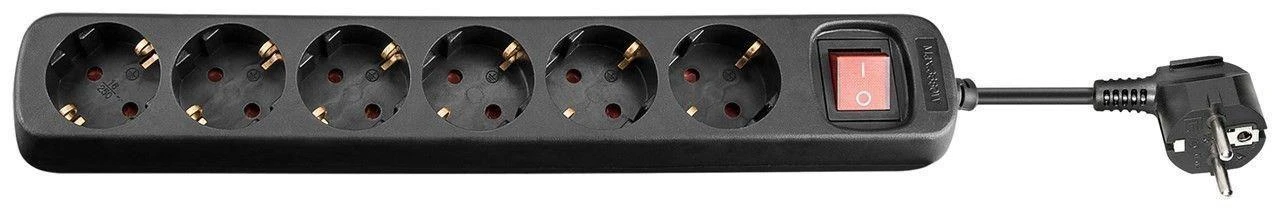 MicroConnect maitinimo juosta 6 lizdai 1,8 m juoda (GRU006B)