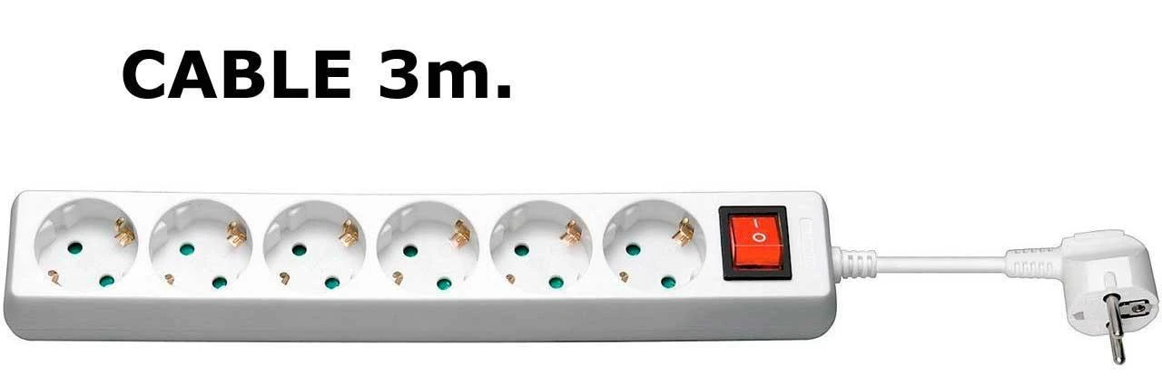 MicroConnect maitinimo juostelė 6 lizdai 3 m balta (GRU0063W)