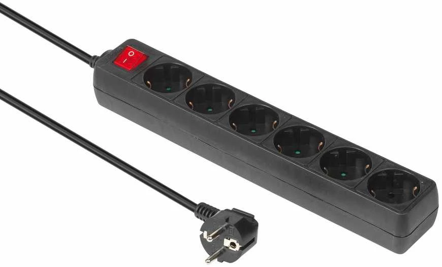 „MicroConnect“ maitinimo juostelė, 6 lizdai, 3 m juodos spalvos (GRU0063B)