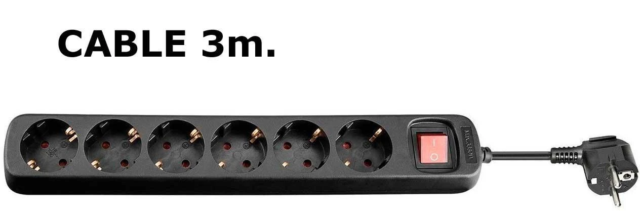„MicroConnect“ maitinimo juostelė, 6 lizdai, 3 m juodos spalvos (GRU0063B)