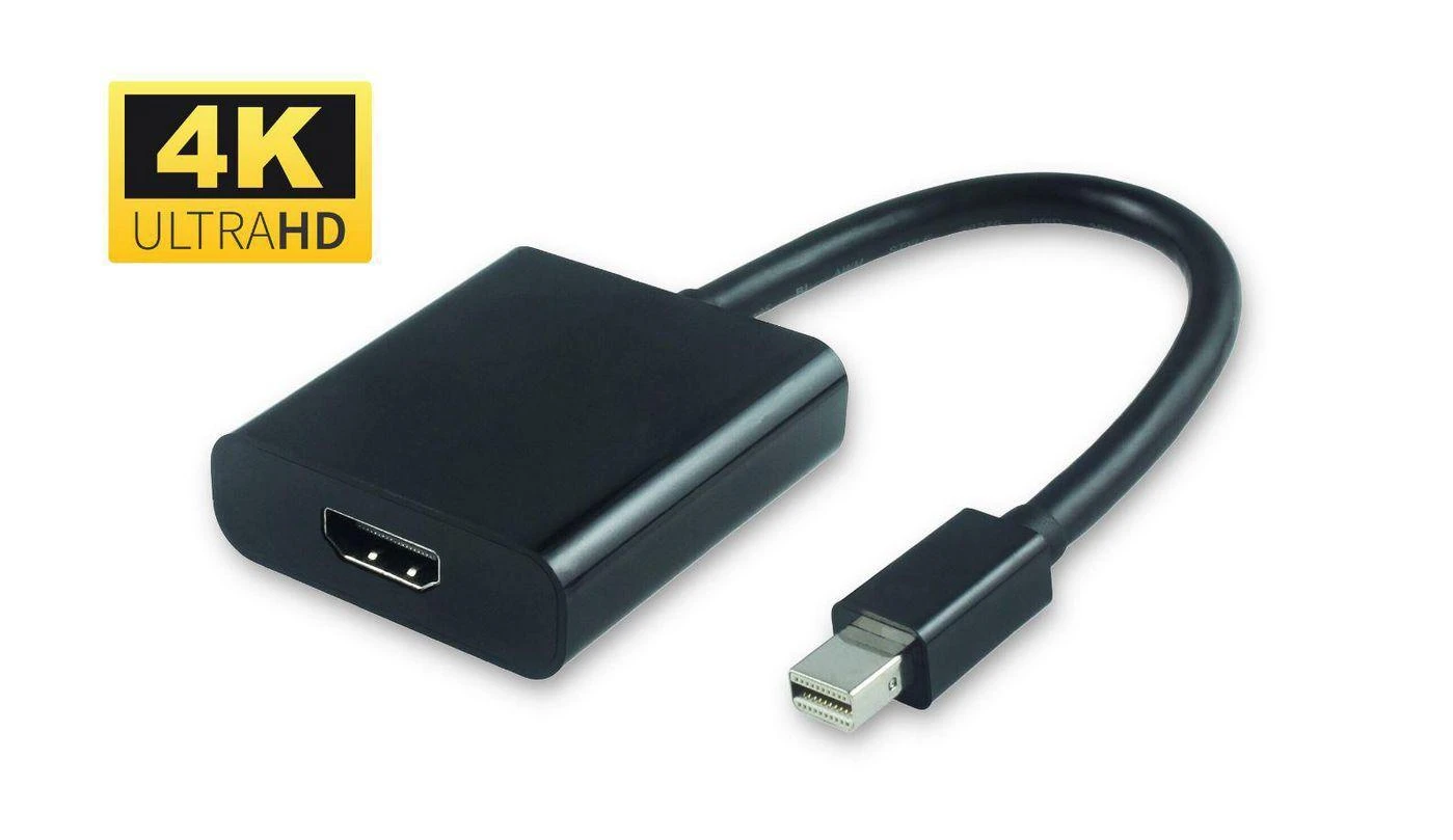Juodas Mini DisplayPort į HDMI 4K adapteris