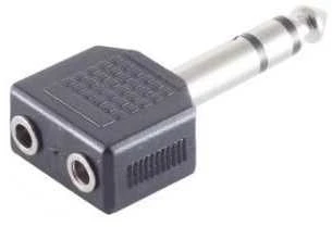 AV adapteris MicroConnect Jack 6,3 mm M - 2x lizdas 3,5 mm F juoda