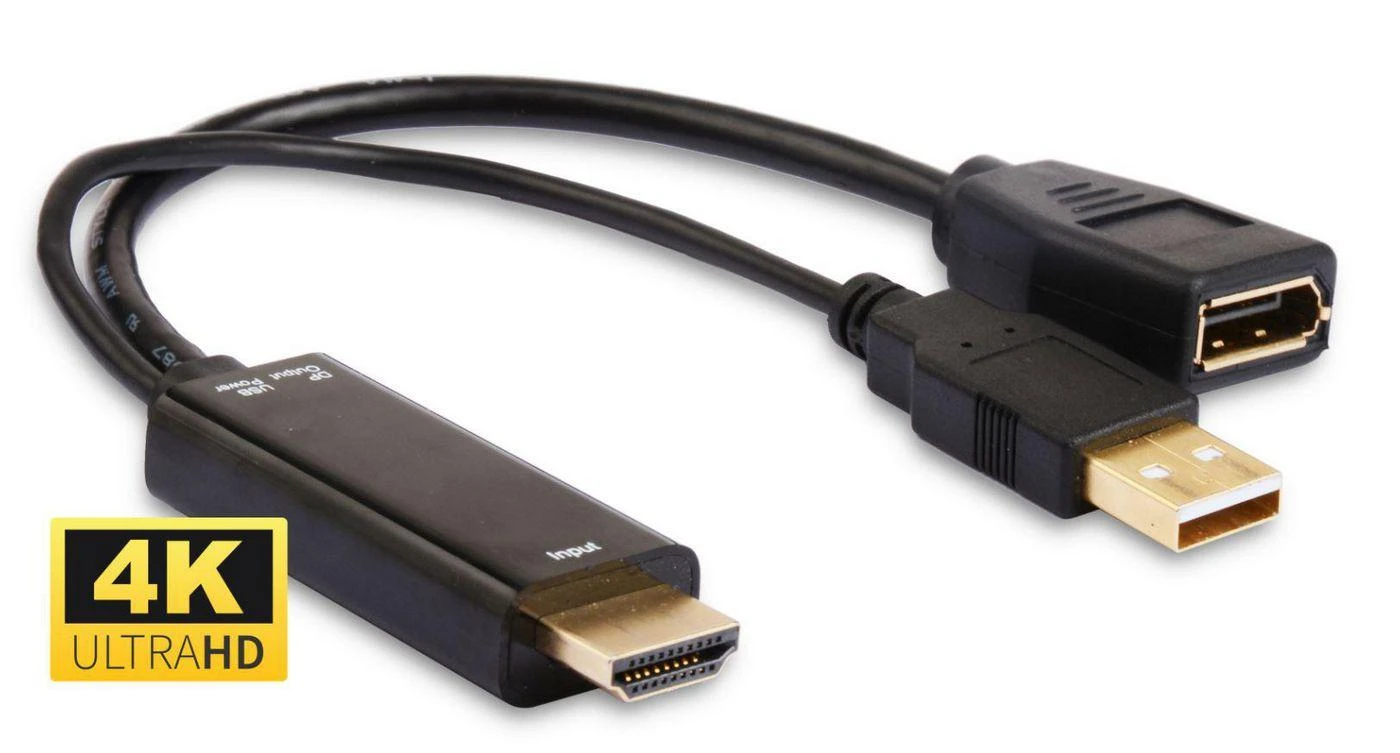 HDMI į DisplayPort adapteris su USB maitinimu