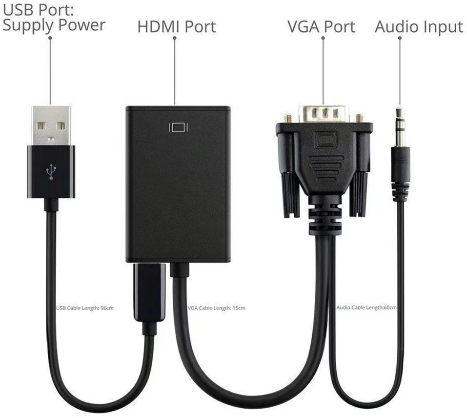Adapteris AV MicroConnect D-Sub (VGA) - HDMI + USB-A juoda (VGAHDMI)