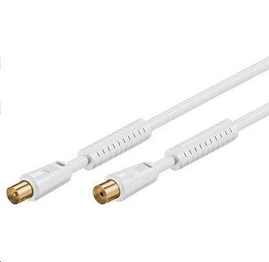 Baltas MicroConnect koaksialinis laidas su dviguba jungtimi