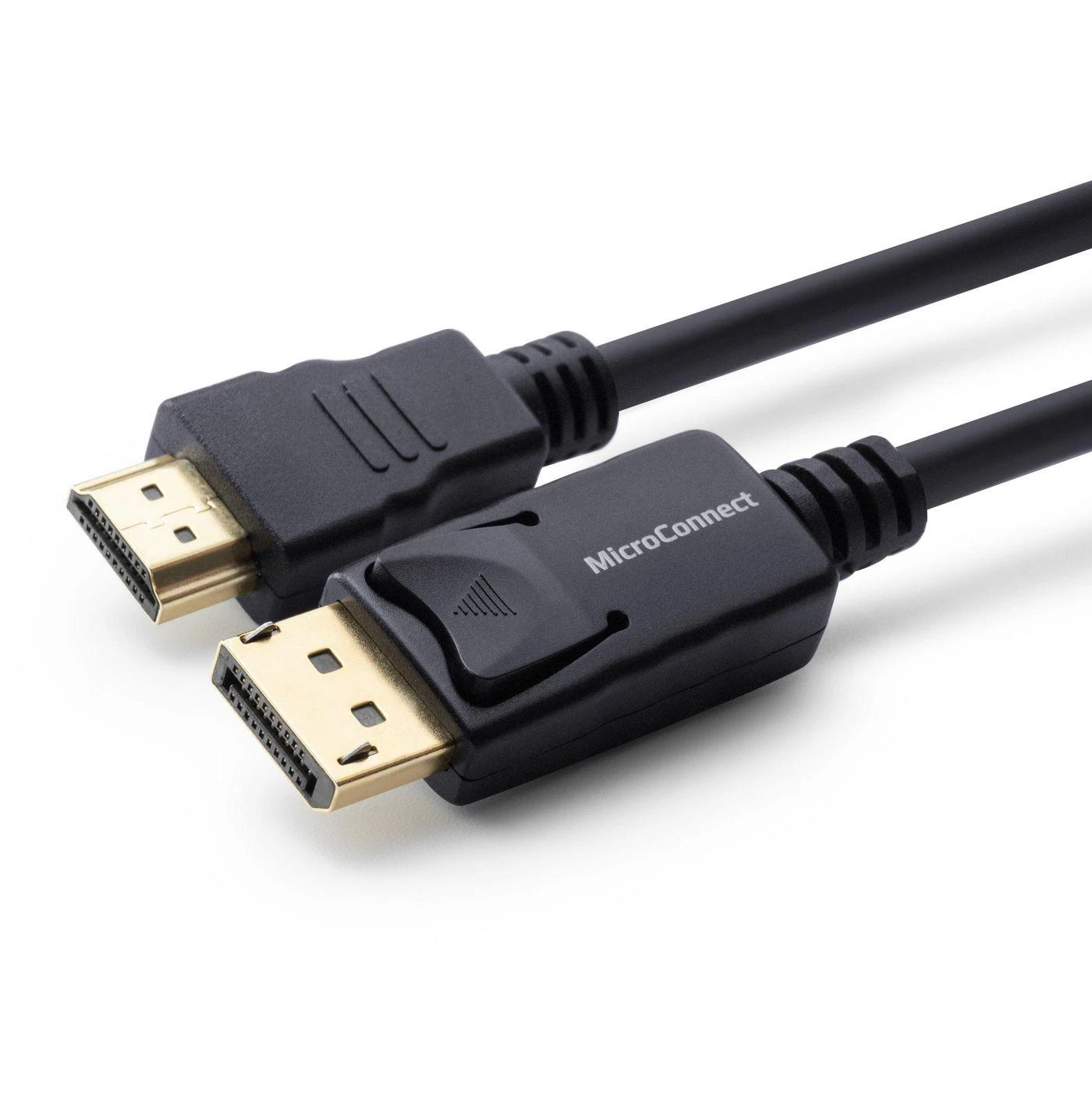 MicroConnect DP į HDMI kabelio jungtys iš arti
