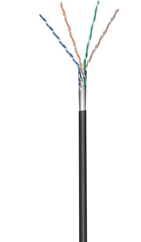 Goobay MicroConnect F/UTP CAT5e lauko kabelis, 100 m, juodas daugiagyslis AWG 26 CCA, PE apvalkalas
