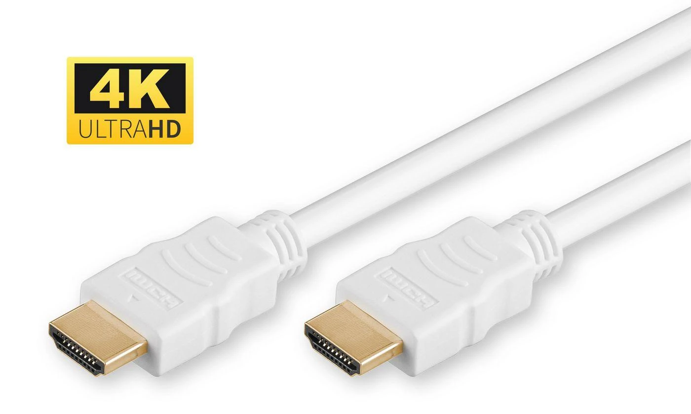 Baltas MicroConnect 4K HDMI laidas su auksinėmis jungtimis