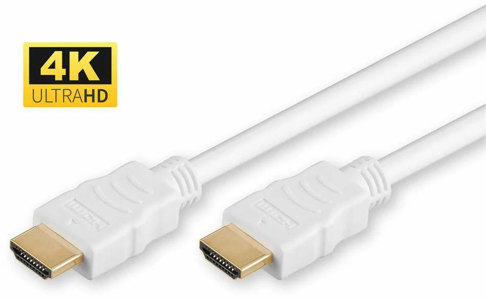 Baltas HDMI laidas su 4K jungtimis