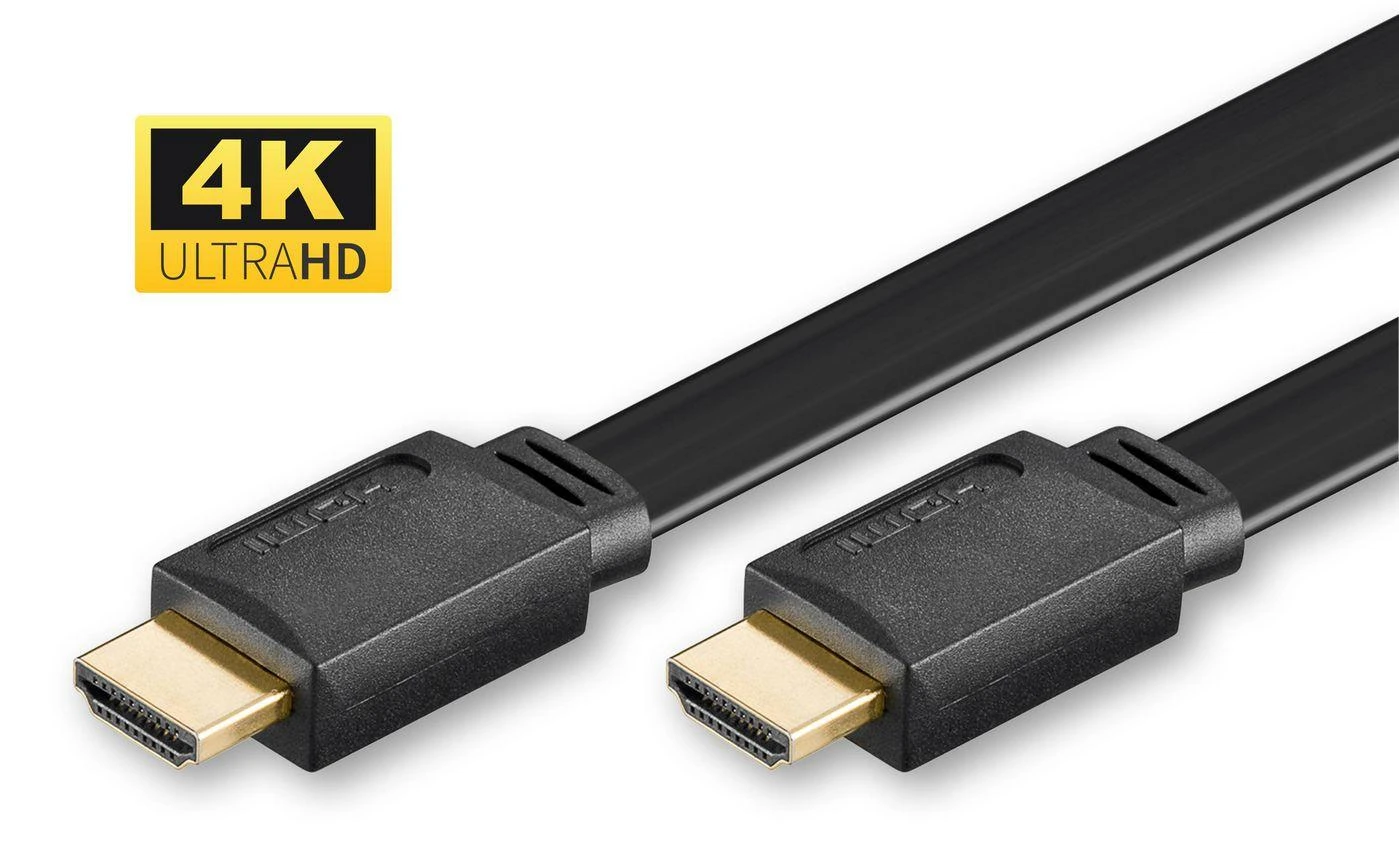 Plokščias HDMI laidas su aukso spalvos jungtimis
