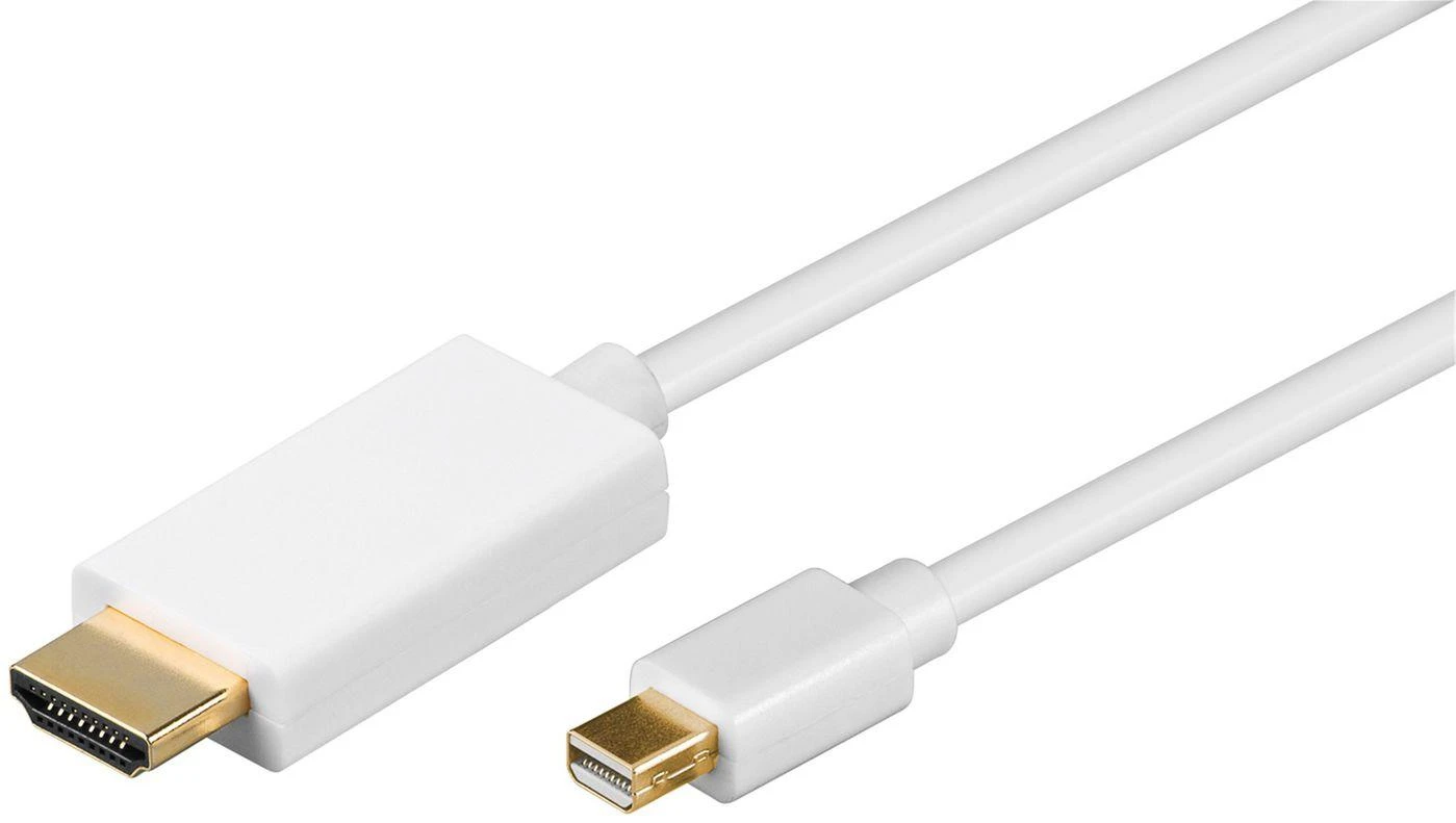 Baltas Mini DisplayPort į HDMI laidas su auksinėmis jungtimis