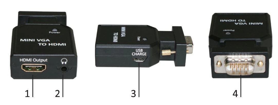 MicroConnect Minichamps Mini VGA į HDMI keitiklis