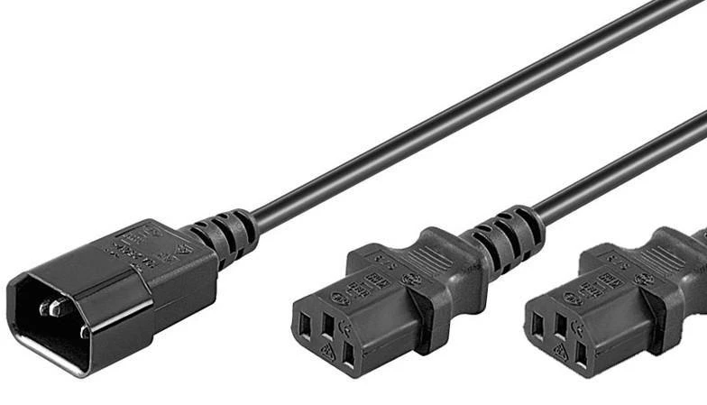 Maitinimo kabelis MicroConnect C13x2 - C14, 1,8 m (PE061318)