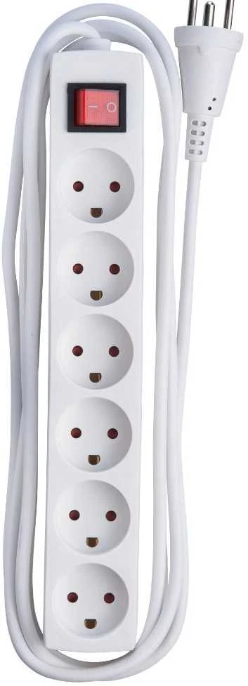 „MicroConnect“ maitinimo lizdas 6 lizdai, 3 m, Baltas (MC-GRU0630DK)