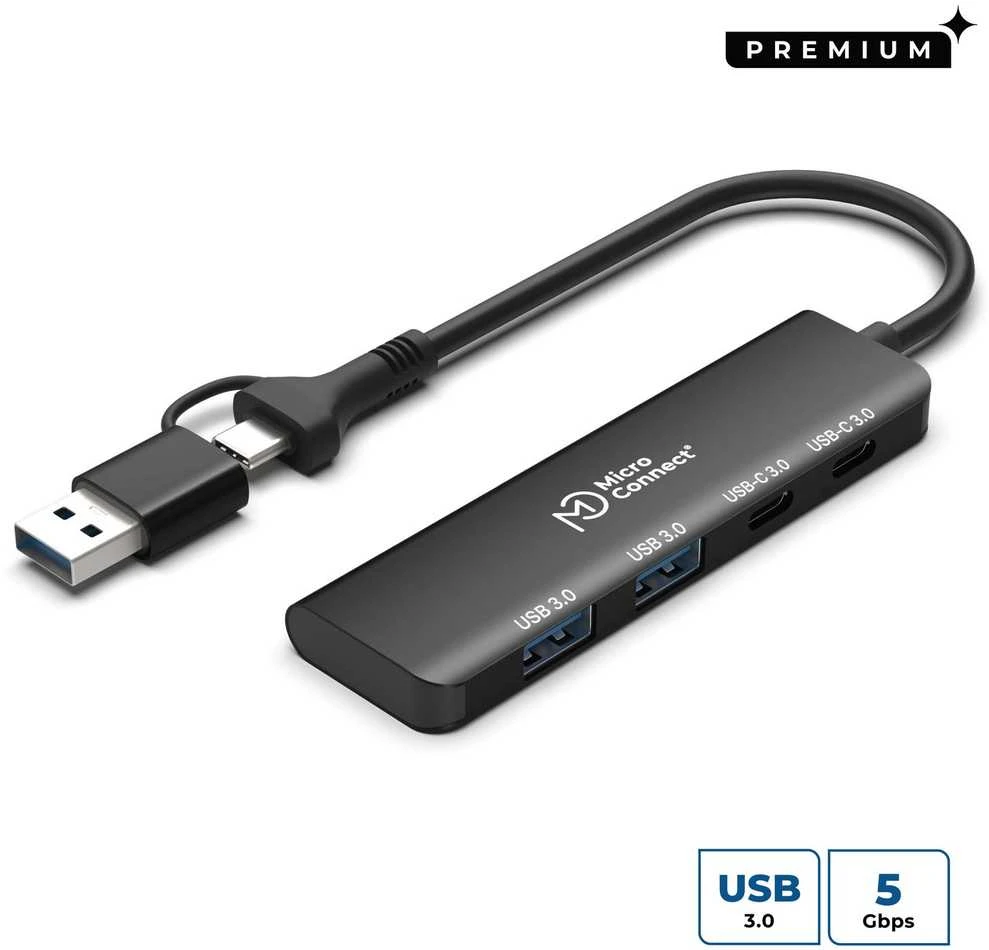 „MicroConnect 4w1“ USB-A/USB-C šakotuvas | 2x USB-A | 2x USB-C