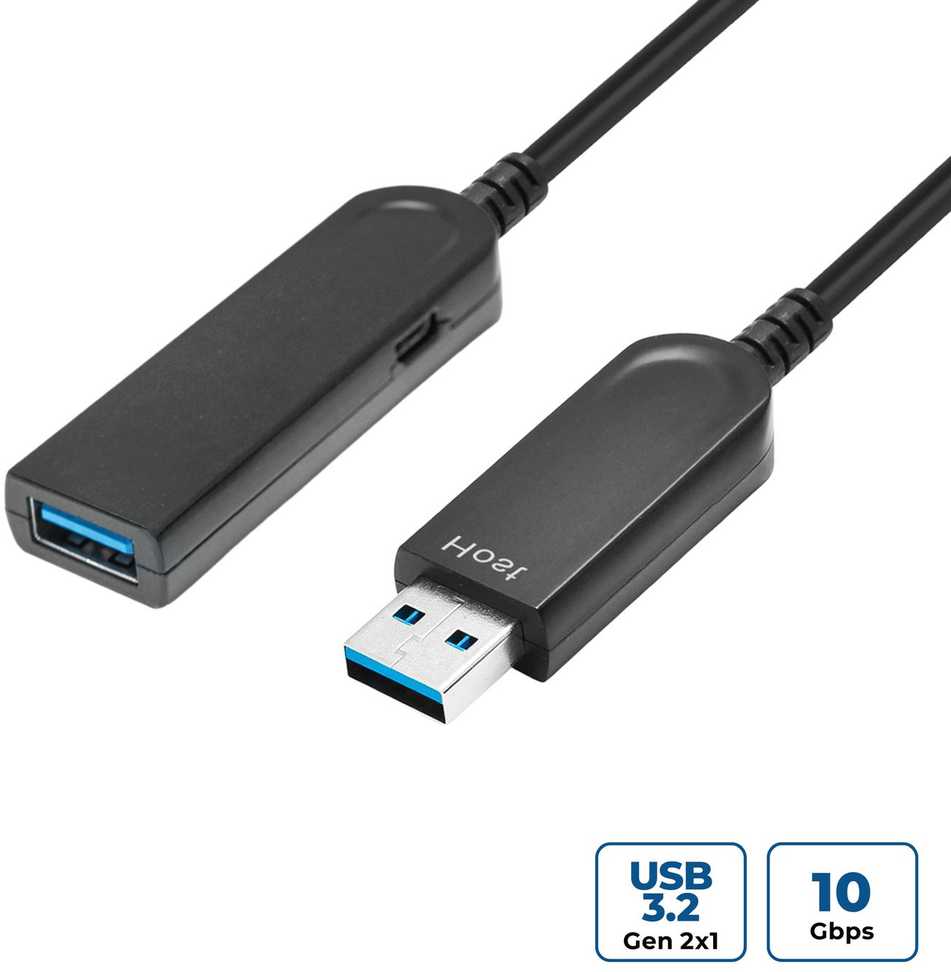 Kabelis USB MicroConnect USB-A - USB-A 25 m Juodas (Premium Optic fiber USB 25m,)