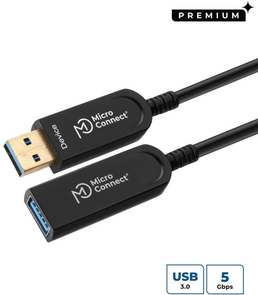 Kabelis USB MicroConnect USB-A - USB-A 25 m Juodas (Premium Optic fiber USB 25m,)