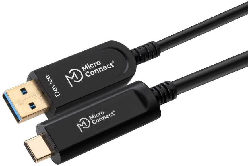 Kabelis USB MicroConnect USB-A - USB-C 20 m Juodas (MC-USB3.2CA20OP)