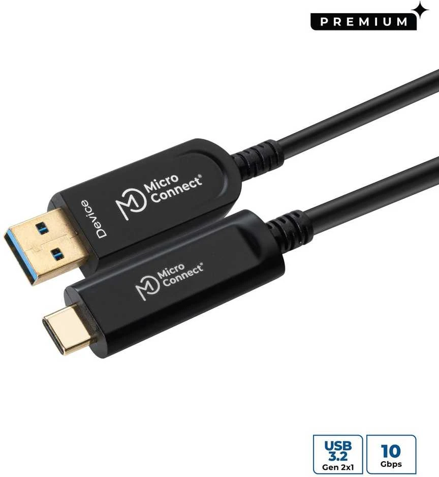 USB kabelis MicroConnect USB-A - USB-C 15 m juodas (MC-USB3.2CA15OP)
