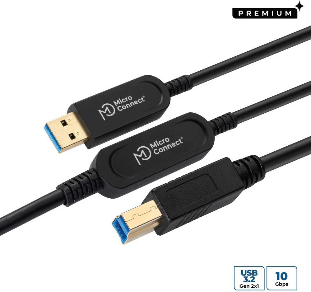 Kabelis USB MicroConnect USB-A - USB-B 10 m Juodas (MC-USB3.0AB10OP)