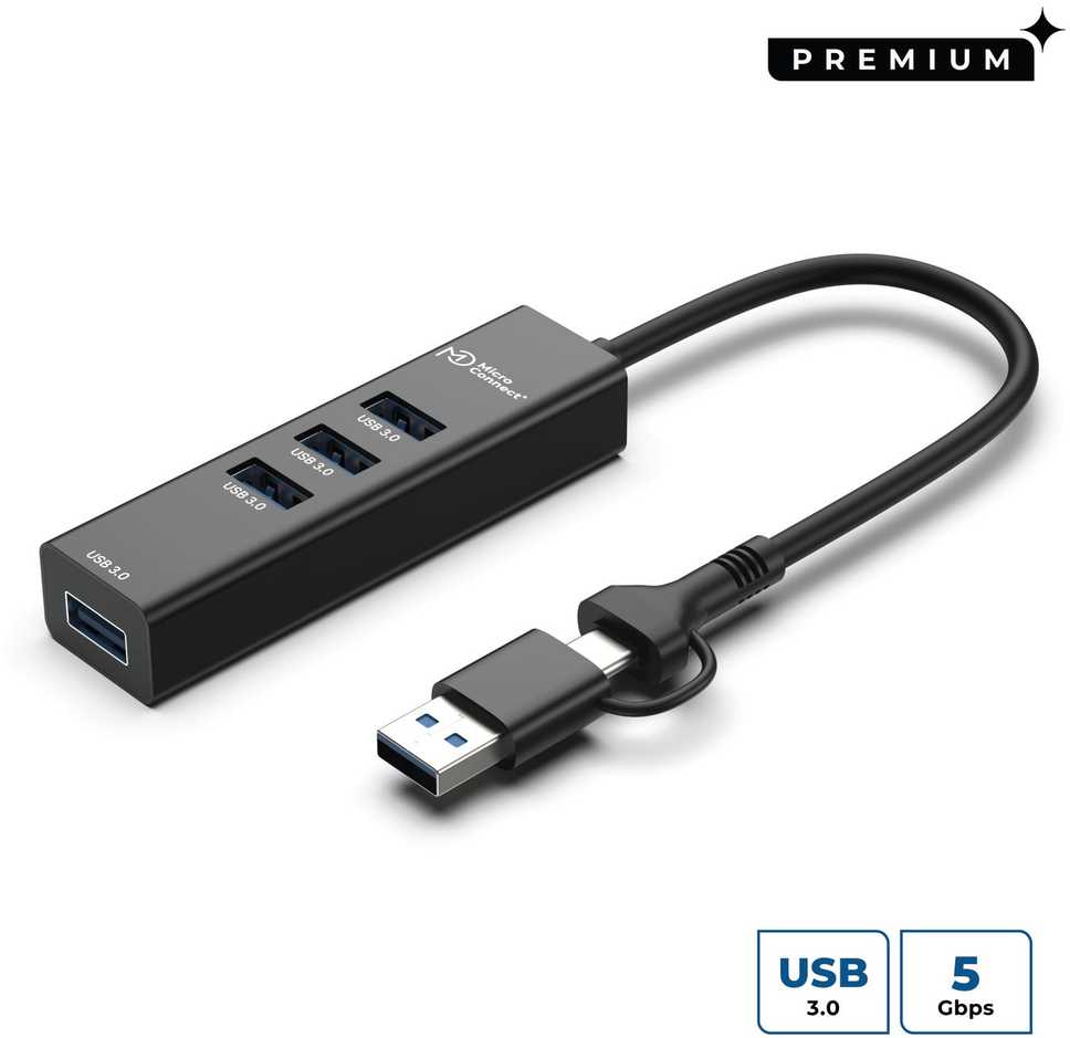 HUB USB MicroConnect USB 3.0 Hub 4-Port with USB-C