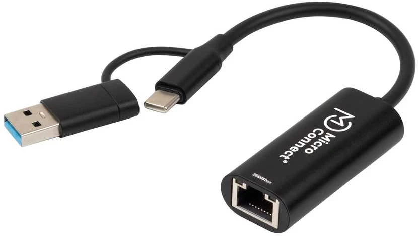 USB-C į RJ-45 adapteris su USB-A jungtimi