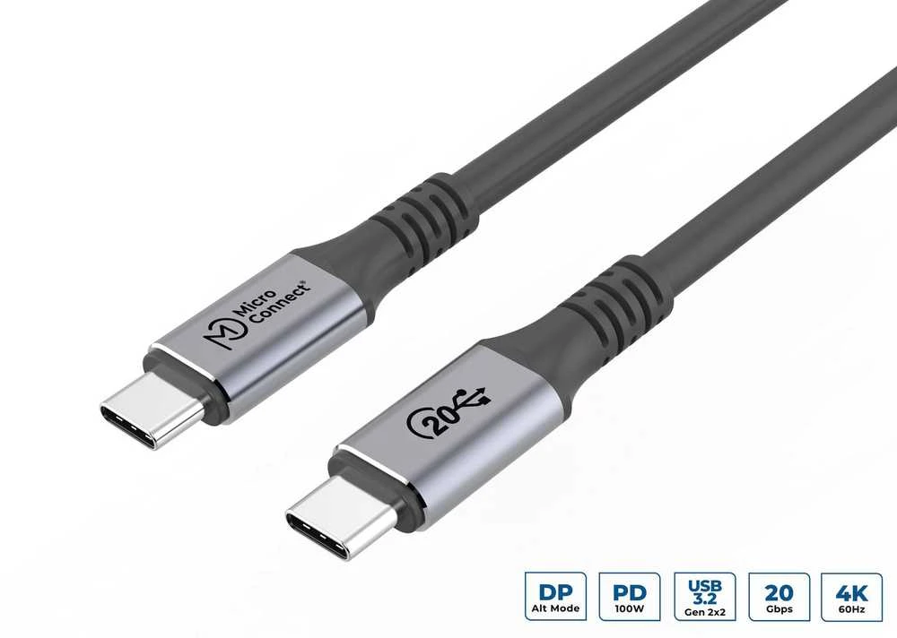 Kabelis USB MicroConnect USB-C - USB-C 3 m Juodai-sidabrinė (USB3.2CC3)