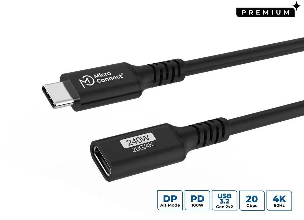 Kabelis USB MicroConnect USB-C - USB-C 1.5 m Juodas (USB3.2CC1.5EX)