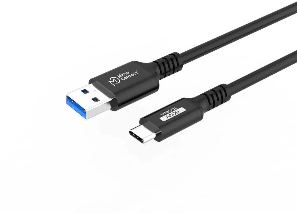 Kabelis USB MicroConnect USB-C - USB-A 1 m Juodas (USB3.2AC1)