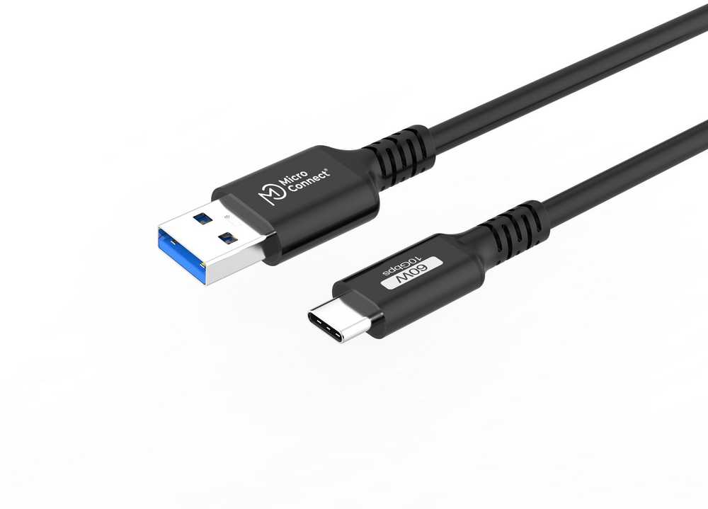 Kabelis USB MicroConnect USB-A - USB-C 0.25 m Juodas (USB3.2AC025)