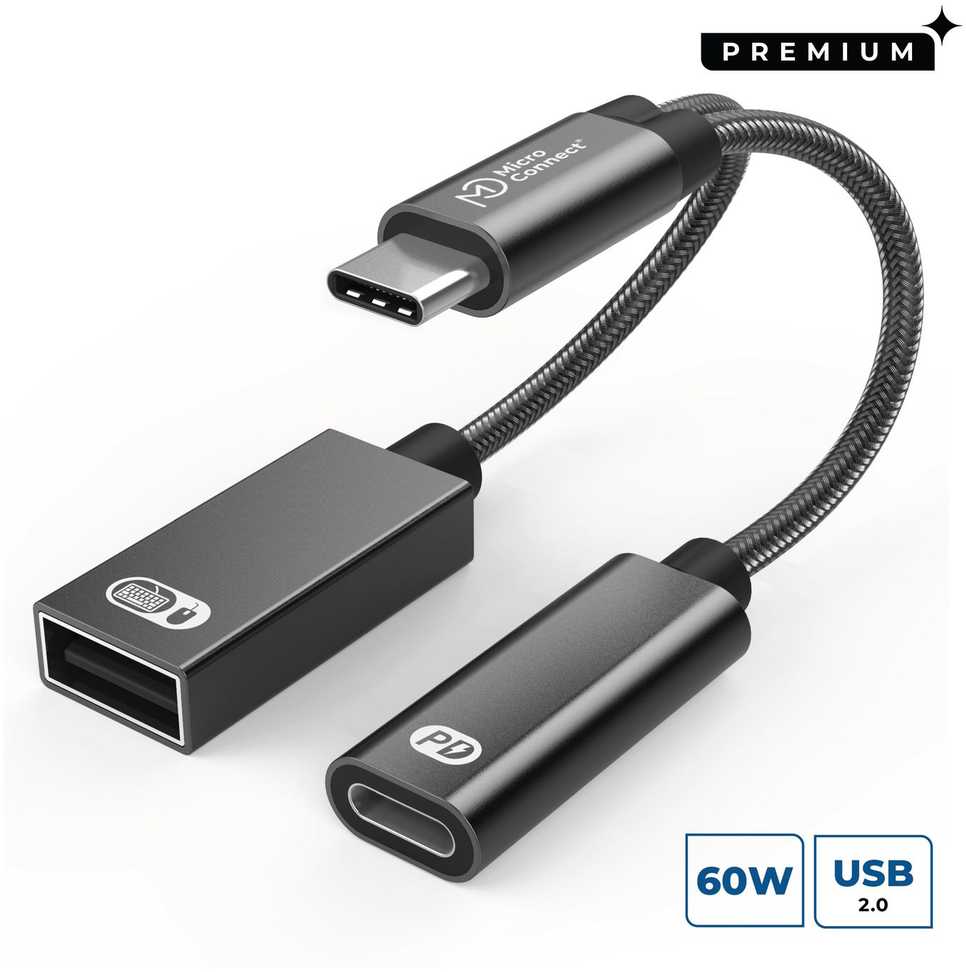 Adapteris USB MicroConnect MC-USBC-CFAF USB-C - USB-A + USB-C Sidabrinė (MC-USBC-CFAF)
