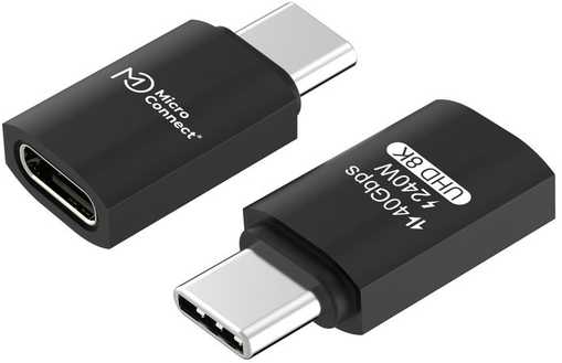 Adapteris USB MicroConnect USB-C - USB-C Juodas (Premium USB4 Gen 3x2 USB-C)