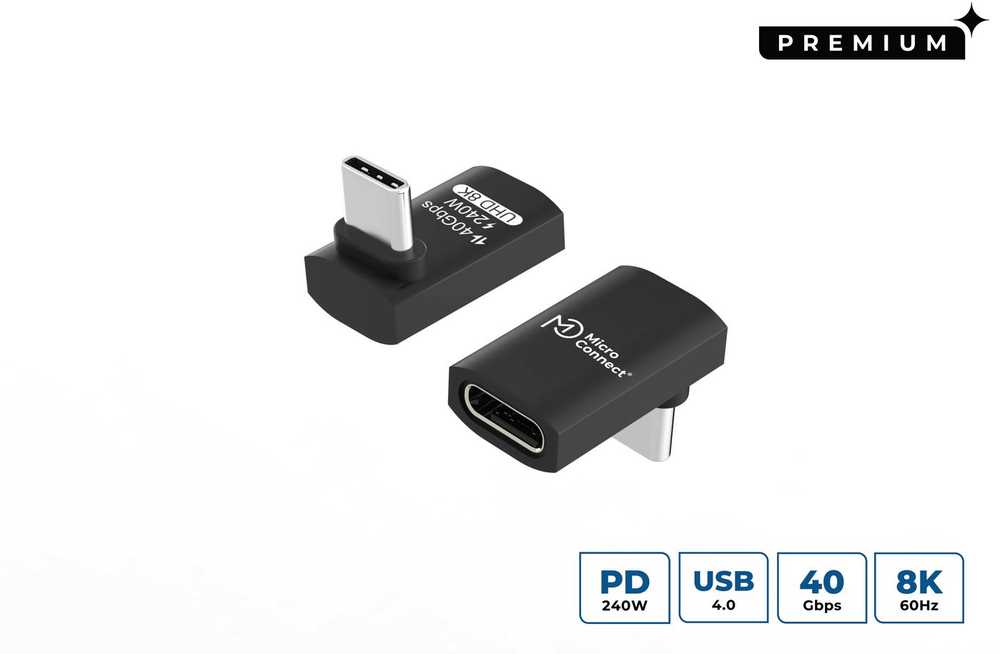Adapteris USB MicroConnect USB-C - USB-C Juodas (Premium USB4 Gen 3x2 USB-C)