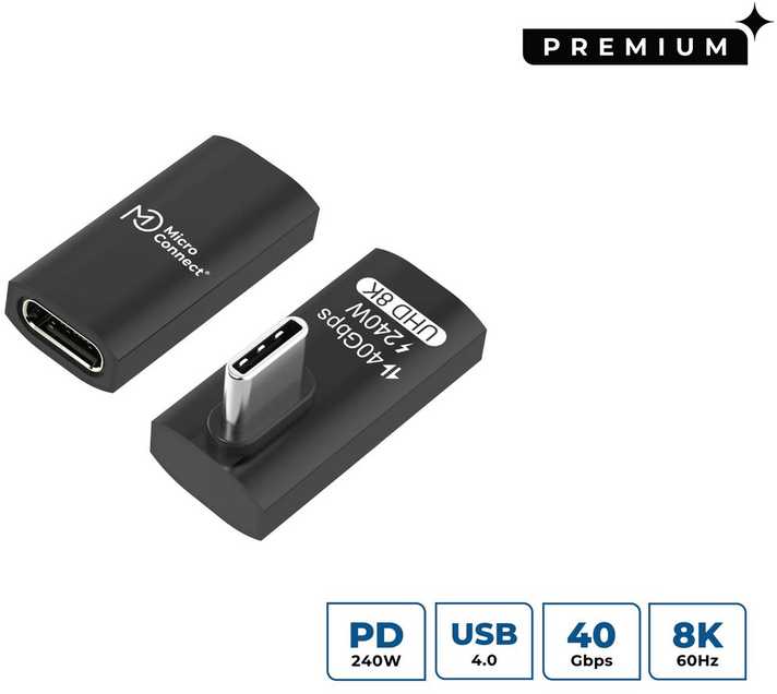 Adapteris USB MicroConnect Premium USB-C - USB-C Juodas (USB4-CCFAS-240W)
