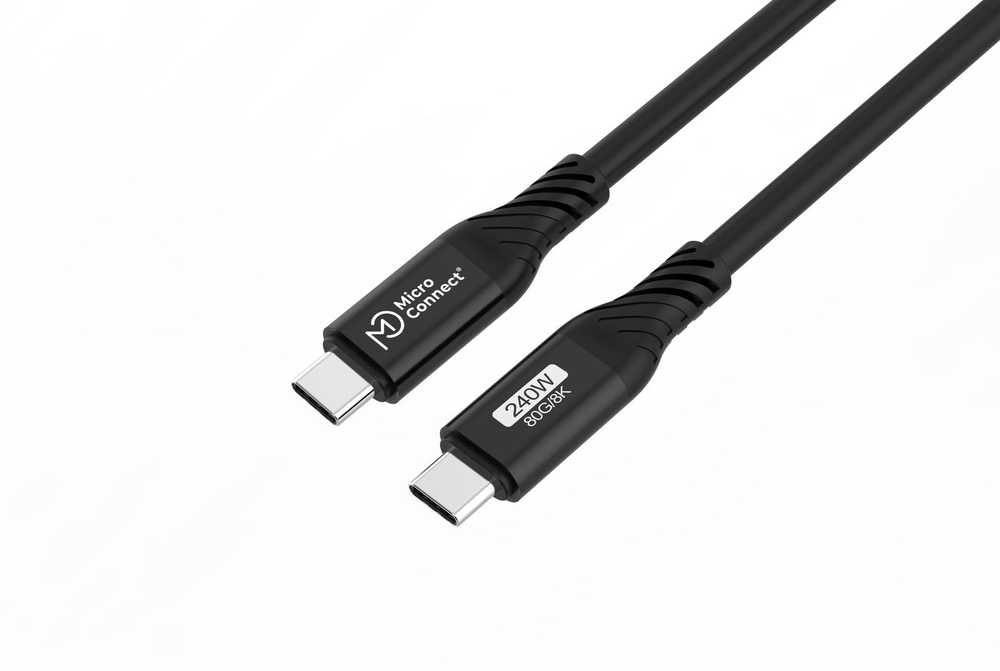 Kabelis USB MicroConnect USB-C - USB-C 0.5 m Juodas (USB4CC05-240W-80GBPS)