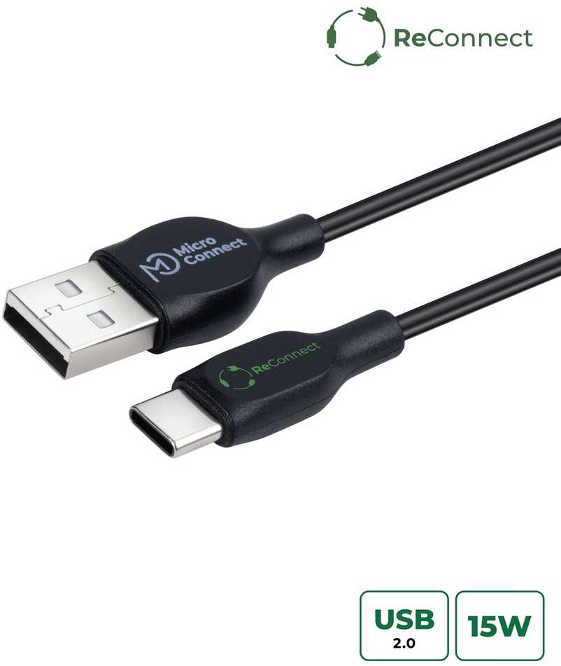 Kabelis USB MicroConnect USB-A - USB-C 1 m Juodas (ECO-USB3.1CCHAR1B*)