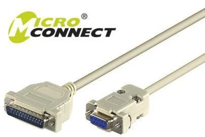 „MicroConnect DB-9“ – DB-25, 3m, „Pilka“ (IBM029)