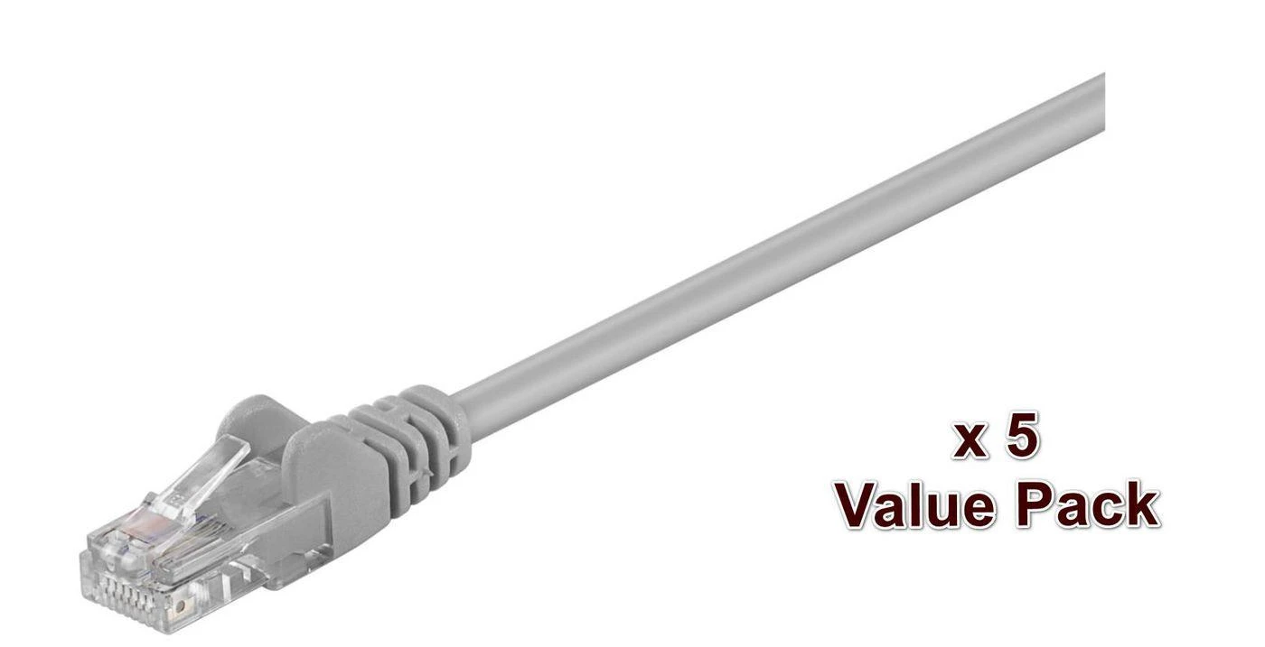 MicroConnect Patchchord U/UTP, CAT5e, pilka, 5 Pack, 15m (V-UTP515VP)